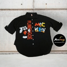 CAMISA OVERSIZE IMPORTADA MICKEY DOBLE ESTAMPA NEGRA (R0995)