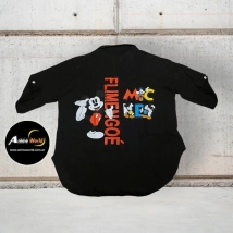 CAMISA OVERSIZE IMPORTADA MICKEY DOBLE ESTAMPA NEGRA (R0995)