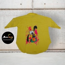 CAMISA OVERSIZE IMPORTADA PLUTO DOBLE ESTAMPA AMARILLA (R0996)