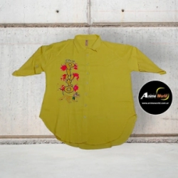 CAMISA OVERSIZE IMPORTADA PLUTO DOBLE ESTAMPA AMARILLA (R0996)