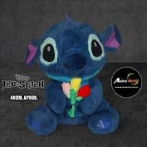 PELUCHE STITCH PREMIUM - STITCH CON RAMO FLORES AZUL #1 (40CM APROX) (P1386)