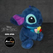 PELUCHE STITCH PREMIUM - STITCH CON RAMO FLORES AZUL #1 (40CM APROX) (P1386)