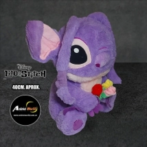 PELUCHE STITCH PREMIUM - STITCH CON RAMO FLORES VIOLETA #1 (40CM APROX) (P1387)