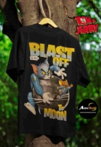 REMERA ALGODON IMPORTADO DOBLE ESTAMPA + TOM Y JERRY #1 (TALLA L) (R0997) (AZUL)