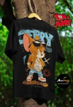 REMERA ALGODON IMPORTADO DOBLE ESTAMPA + TOM Y JERRY #2 (TALLA L) (R0998)