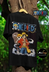 REMERA ALGODON IMPORTADO DOBLE ESTAMPA + ONE PIECE #2 (TALLA M) (R0999)