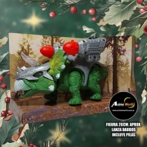 DINOSAURIO A PILA TRICERAPTOR 54335 LANZA DARDOS (MOV LUZ Y SONIDO) INCLUYE PILAS (26CM APROX) (A058