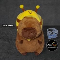 PELUCHE CARPINCHO-CAPIBARA GORRO DE ABEJA #1 (34CM APROX) (P1552)