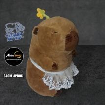 PELUCHE CARPINCHO-CAPIBARA GIRA GIRASOL EN LA CABEZA #1 (34CM APROX) (P1554)