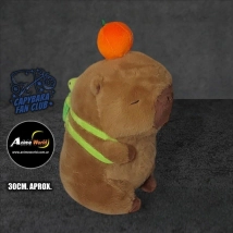PELUCHE CARPINCHO-CAPIBARA CON MOCHILA Y CALABAZA #1 (30CM APROX) (P1598)
