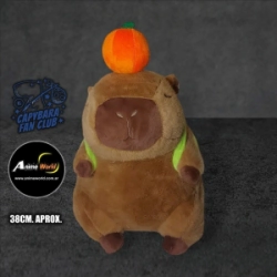 PELUCHE CARPINCHO-CAPIBARA CON MOCHILA Y CALABAZA #2 (38CM APROX) (P1599)