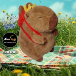 PELUCHE CARPINCHO-CAPIBARA CON MOCHILA PAPAS FRITAS #1 (24CM APROX) (P1642)