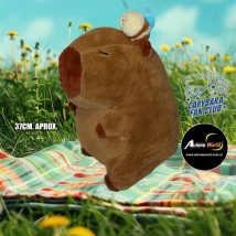 PELUCHE CARPINCHO-CAPIBARA CON ABEJA RETRACTIL EN CABEZA #1 (37CM APROX) (P1643)