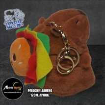 PELUCHE LLAVERO PREMIUM - CARPINCHO-CAPIBARA CON MOCHILA HAMBURGUESA #1 (12CM APROX) (P1650)