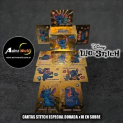 CARTAS STITCH ESPECIAL DORADA x10 EN SOBRE (A0631)