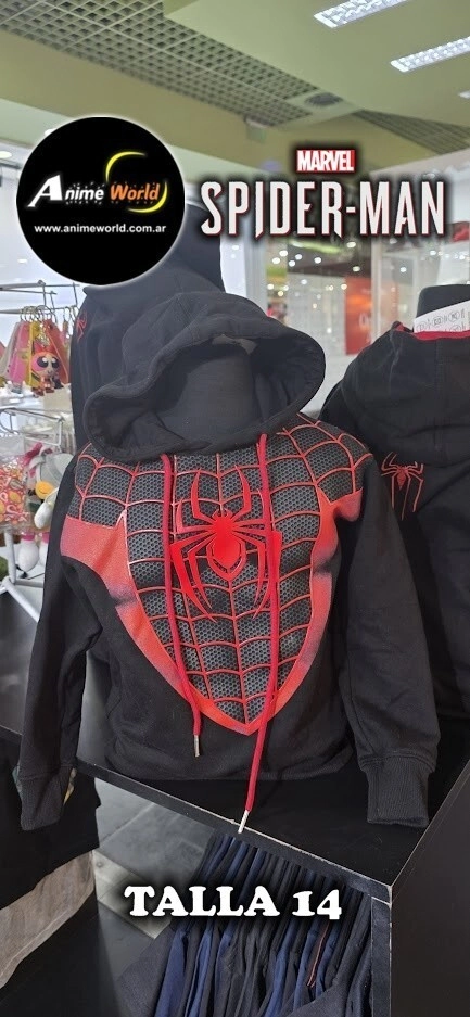 BUZO CON CAPUCHA SPIDERMAN TELARA�A 3D #1 IMPORTADO (TALLA 14) (R1100)