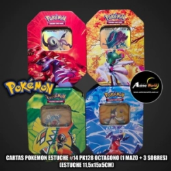 CARTAS POKEMON ESTUCHE #14 PK128 OCTAGONO (1 MAZO + 3 SOBRES) (ESTUCHE 11,5x15x5CM) (A0652)