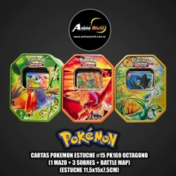 CARTAS POKEMON ESTUCHE #15 PK169 OCTAGONO (1 MAZO + 3 SOBRES + BATTLE MAP) (ESTUCHE 11,5x15x7,5CM) (