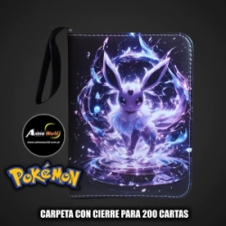 ALBUM PARA CARTAS POKEMON CARPETA CON CIERRE #1 KP001 (PARA 200 CARTAS) (A0692)