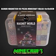 BLOQUE MAGNETICO EN VALIJA 96 PIEZAS MINECRAFT (VALIJA 14x10x9CM) (L1184)