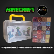 BLOQUE MAGNETICO EN VALIJA 96 PIEZAS MINECRAFT (VALIJA 14x10x9CM) (L1184)