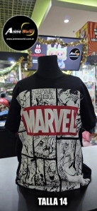 REMERA ALGODON IMPORTADO - MARVEL #3 (TALLA 14) (R1142) NEGRO