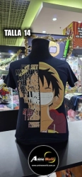 REMERA ALGODON IMPORTADO - ONE PIECE #3 (TALLA 14) (R1151) NEGRA