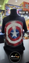 REMERA ALGODON IMPORTADO - CAPITAN AMERICA #2 (TALLA 10) (R1186) NEGRO