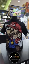 REMERA ALGODON IMPORTADO FLOCK ATERCIOPELADO - SUPER MARIO #1 (TALLA 6) (R1190) NEGRO