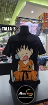 REMERA ALGODON IMPORTADO FLOCK ATERCIOPELADO - DRAGON BALL #1 (TALLA S) (R1192) NEGRO