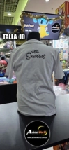 REMERA ALGODON IMPORTADO FLOCK ATERCIOPELADO - SIMPSONS #1 (TALLA 10) (R1195) BLANCO