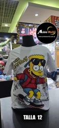 REMERA ALGODON IMPORTADO FLOCK ATERCIOPELADO - SIMPSONS #1 (TALLA 12) (R1196) BLANCO