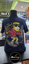 REMERA ALGODON IMPORTADO FLOCK ATERCIOPELADO - SIMPSONS #1 (TALLA S) (R1199) AZUL