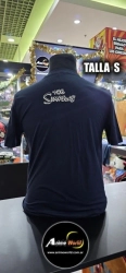 REMERA ALGODON IMPORTADO FLOCK ATERCIOPELADO - SIMPSONS #1 (TALLA S) (R1199) AZUL