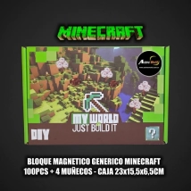 BLOQUE MAGNETICO GENERICO MINECRAFT JUST BUILD IT (100PCS + 4 MU&Ntilde;ECOS) (CAJA 23x15,5x6,5CM) (L1202)