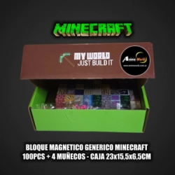 BLOQUE MAGNETICO GENERICO MINECRAFT JUST BUILD IT (100PCS + 4 MU�ECOS) (CAJA 23x15,5x6,5CM) (L1202)