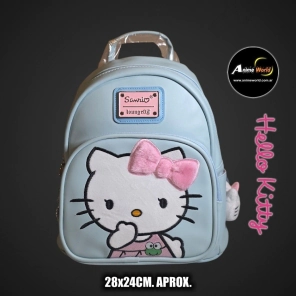 MOCHILA MINI IMPORTADO HELLO KITTY #2 CELESTE (28x24CM APROX) (M0064)