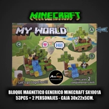 BLOQUE MAGNETICO GENERICO MINECRAFT SX1001A (53PCS + 2 PERSONAJES) (CAJA 30x22x5CM) (L1219)