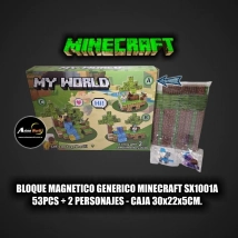 BLOQUE MAGNETICO GENERICO MINECRAFT SX1001A (53PCS + 2 PERSONAJES) (CAJA 30x22x5CM) (L1219)