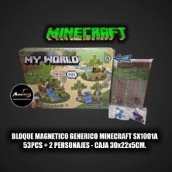 BLOQUE MAGNETICO GENERICO MINECRAFT SX1001A (53PCS + 2 PERSONAJES) (CAJA 30x22x5CM) (L1219)