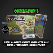 BLOQUE MAGNETICO GENERICO MINECRAFT SX1001C (118PCS + 2 PERSONAJES) (CAJA 30x22x5CM) (L1221)