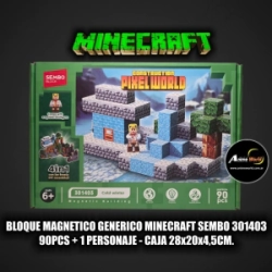 BLOQUE MAGNETICO GENERICO MINECRAFT SEMBO 301403 (90PCS + 1 PERSONAJE) (CAJA 28x20x4,5CM) (L1226)