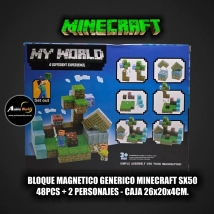 BLOQUE MAGNETICO GENERICO MINECRAFT SX50 (48PCS + 2 PERSONAJES) (CAJA 26x20x4CM) (L1227)
