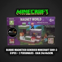 BLOQUE MAGNETICO GENERICO MINECRAFT S001-3 (61PCS + 2 PERSONAJES) (CAJA 24x14x5CM) (L1228)