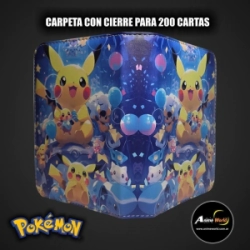 ALBUM PARA CARTAS POKEMON CARPETA CON CIERRE #4 KP001 (PARA 200 CARTAS) (A0707)
