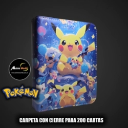 ALBUM PARA CARTAS POKEMON CARPETA CON CIERRE #4 KP001 (PARA 200 CARTAS) (A0707)