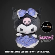 PELUCHE KUROMI SANRIO CON VESTIDO #1 (29CM APROX) (P2045)