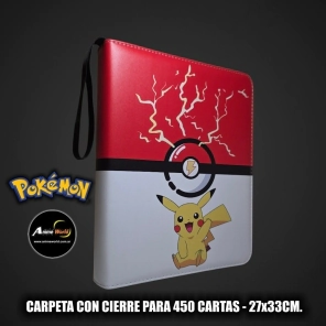 ALBUM PARA CARTAS POKEMON CARPETA CON CIERRE #2 KP002 (PARA 450 CARTAS) (27x33CM) (A0724)