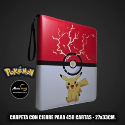 ALBUM PARA CARTAS POKEMON CARPETA CON CIERRE KP002 #2 (PARA 450 CARTAS) (27x33CM) (A0724)