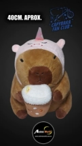 PELUCHE CARPINCHO-CAPIBARA DISFRAZ UNICORNIO CON NUEZ GRANDE (40CM APROX) SW13031-22 (P2090)